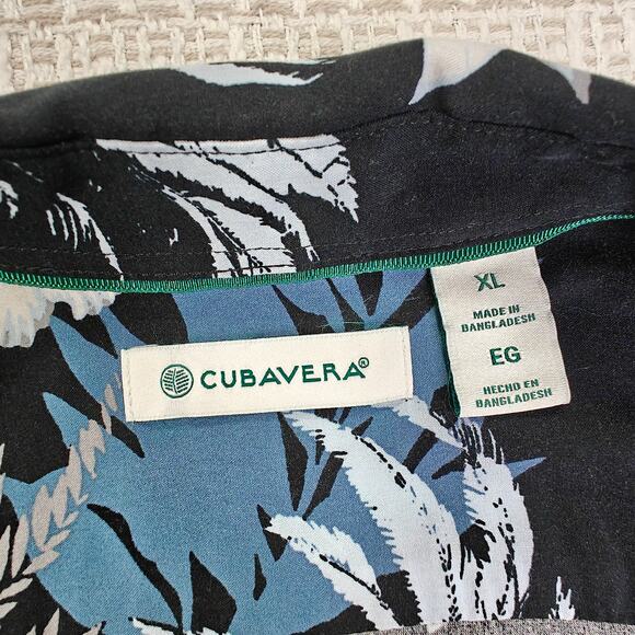 Cubavera Black Blue White Floral Tropical Button-Up Shirt Men’s XL - Picture 5 of 6